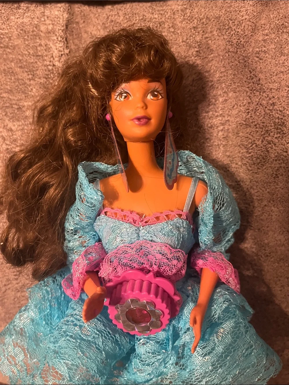 Vintage 1990 Mattel Lights and Lace Teresa Barbie Doll #9727- Rare Steffie Face